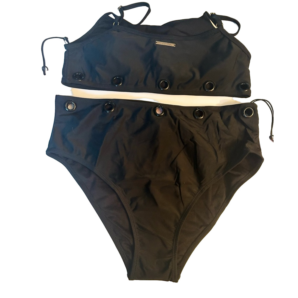 Juicy Couture 2 Piece Bikini Cami Top with Grommet Black Small or Medium NWT